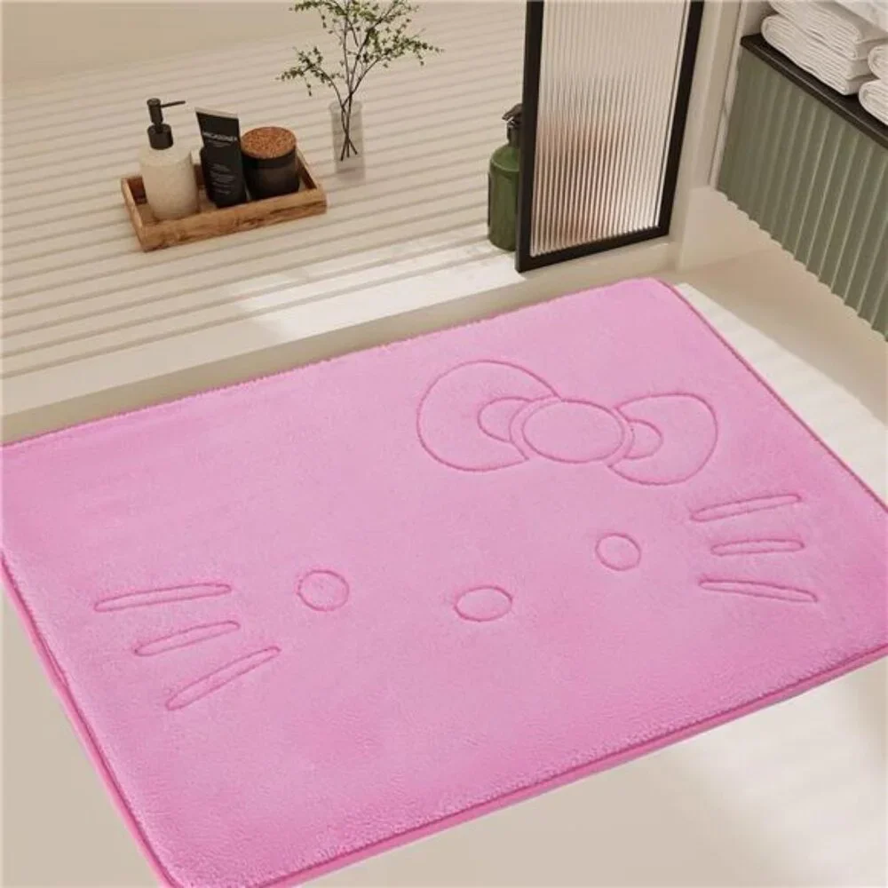 Pink Cartoon Memory Foam Bath Mat Non Slip Absorbent Rug Bathroom Bedroom Door